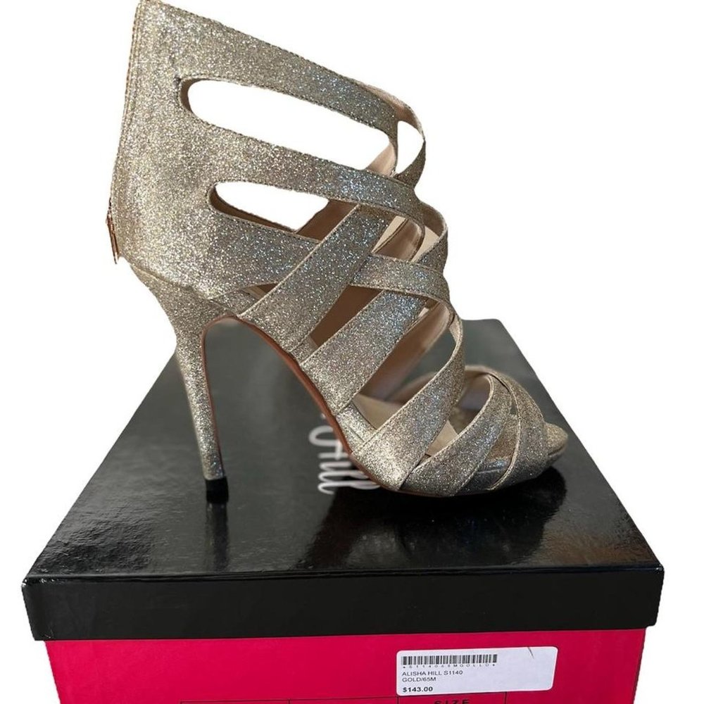 Alisha Hill Glitter Strappy Heels, Wedding Party Prom Silver Sparkly